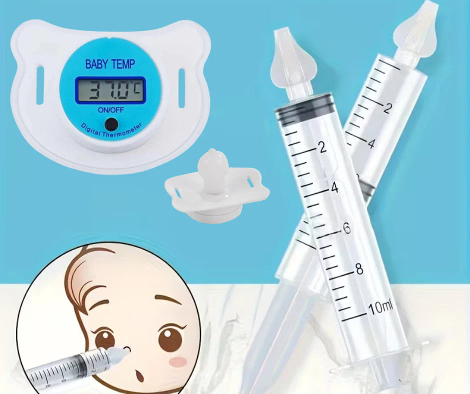 Set 2 seringi pentru lavaj nazal, 4 luni+, 10 ml + CADOU Suzeta cu termometru si display